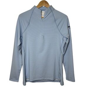 Peter Millar Quarter-Zip Pullover Top Women Medium Blue Perth Stripe UPF50+ Logo